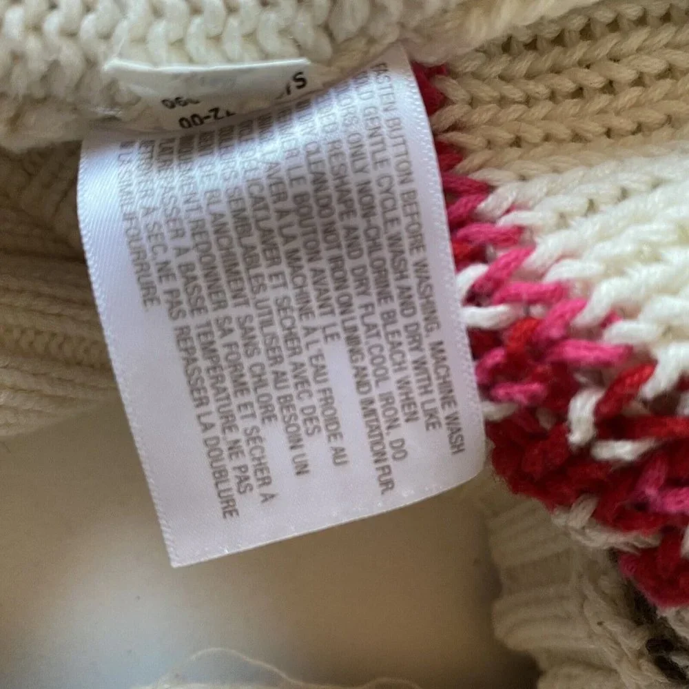 Old Navy Fair Isles little kids 4T‎ hooded cardigan jacket cable knit red toggle
